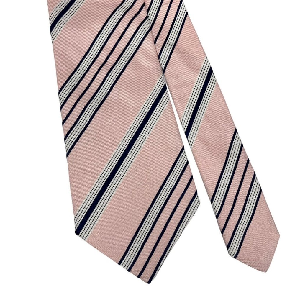 Ermenegildo Zegna Mens Tie Light Pink/Peach Stripe Silk Italy 4 1/8" x 57.5" guc